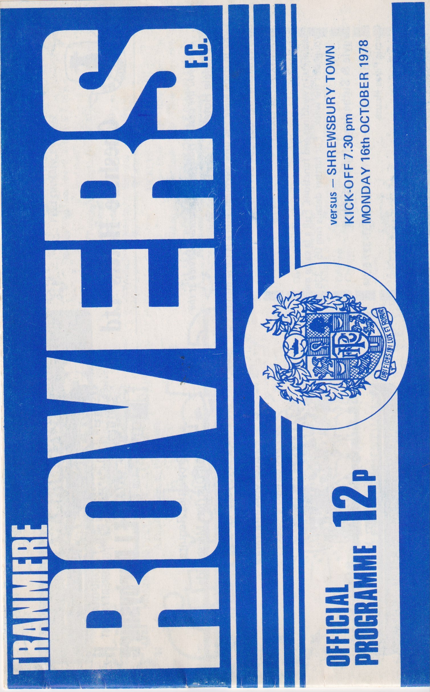 Tranmere Rovers v Shrewsbury Town match programme