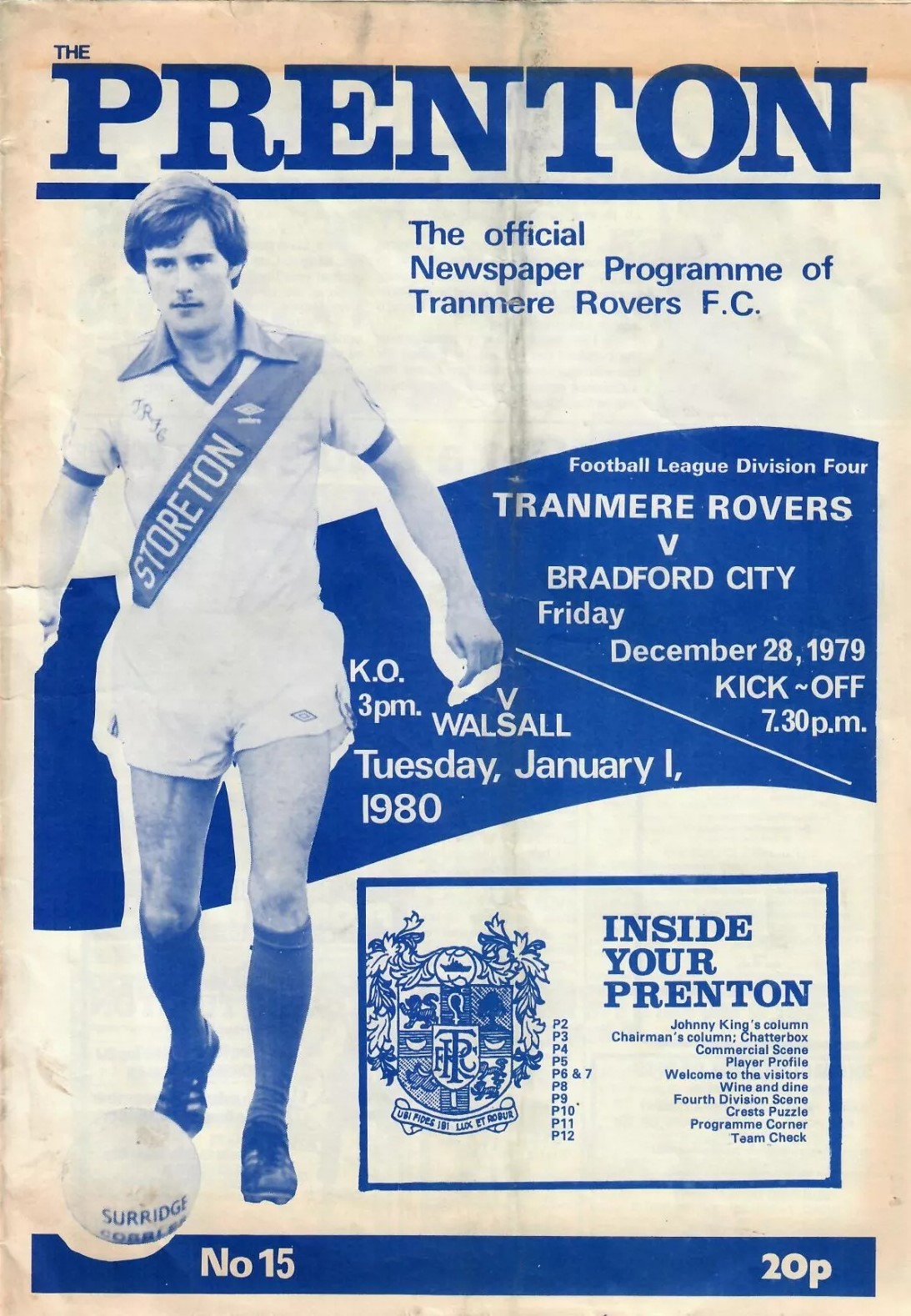 Tranmere Rovers v Bradford City match programme