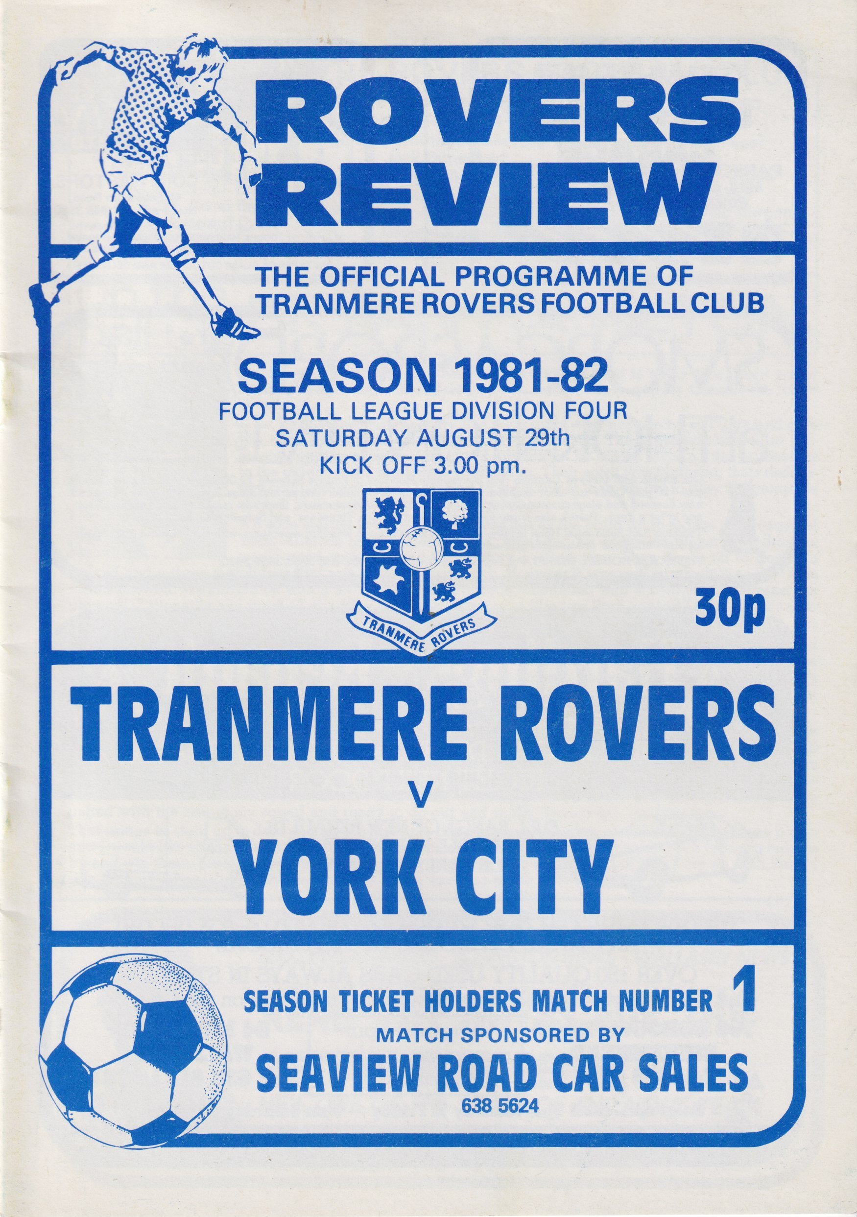 Tranmere Rovers v York City match programme