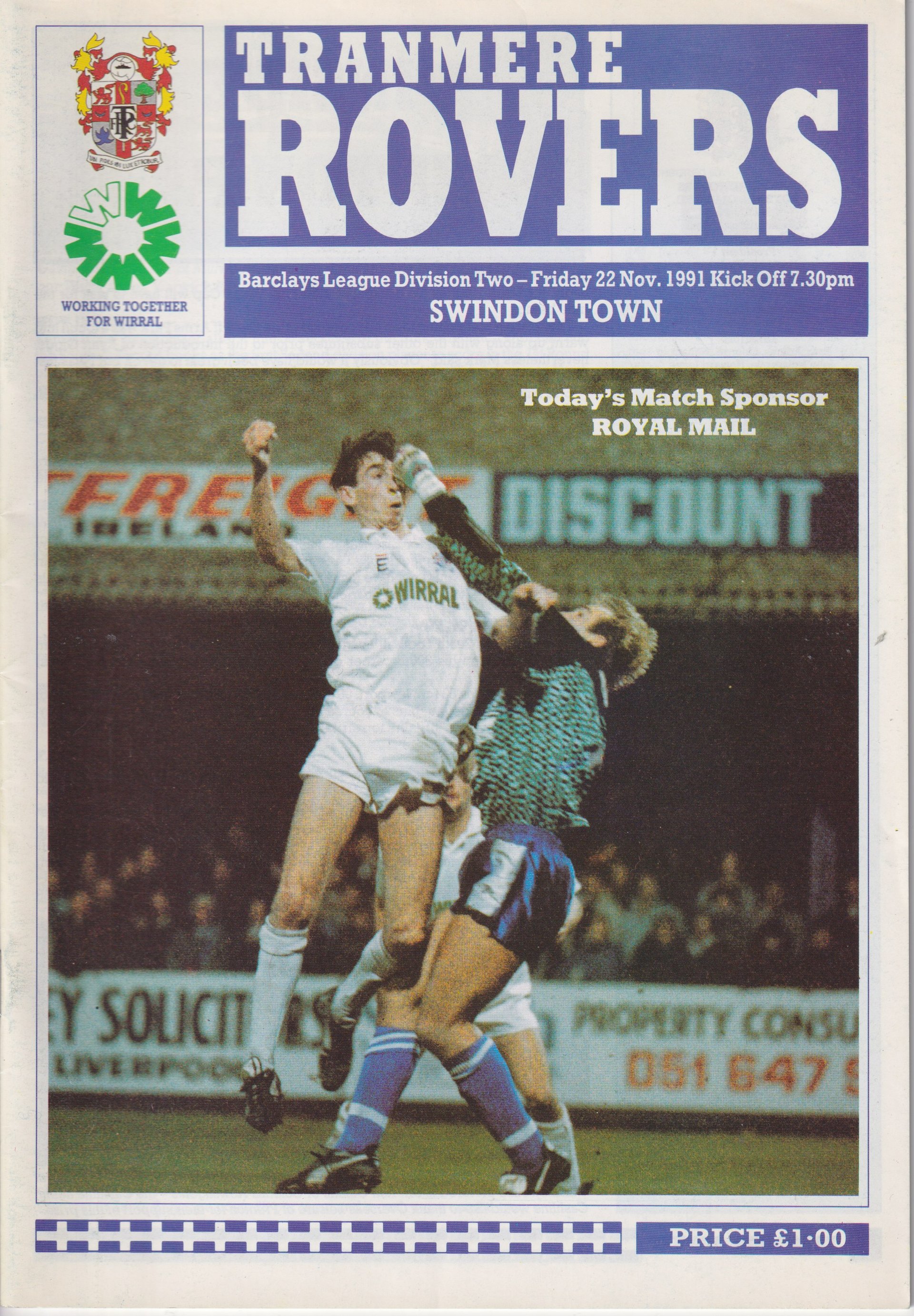Tranmere Rovers v Swindon Town match programme