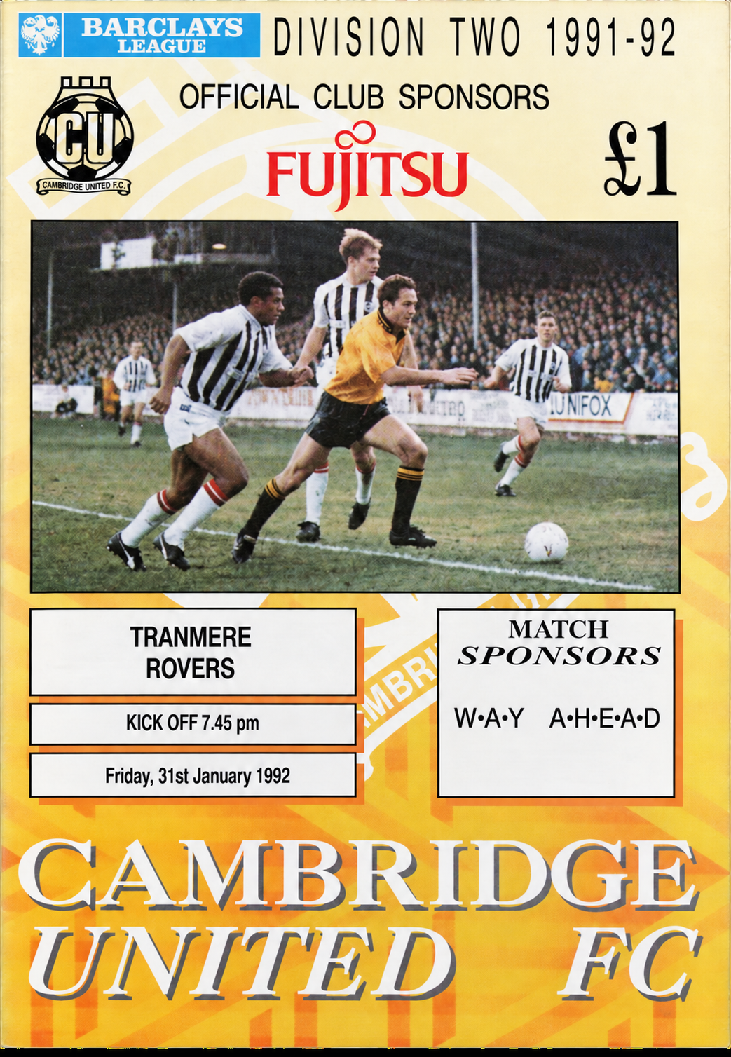 Cambridge United v Tranmere Rovers match programme