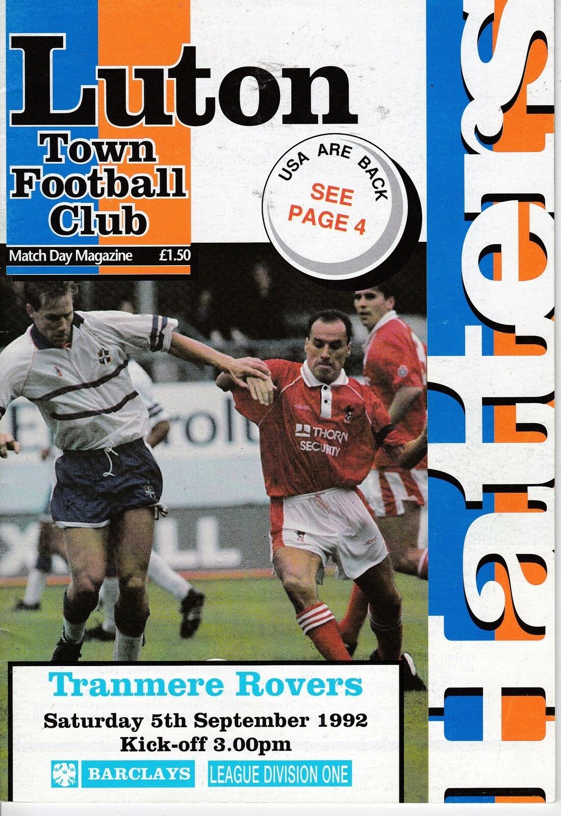 Luton Town v Tranmere Rovers match programme
