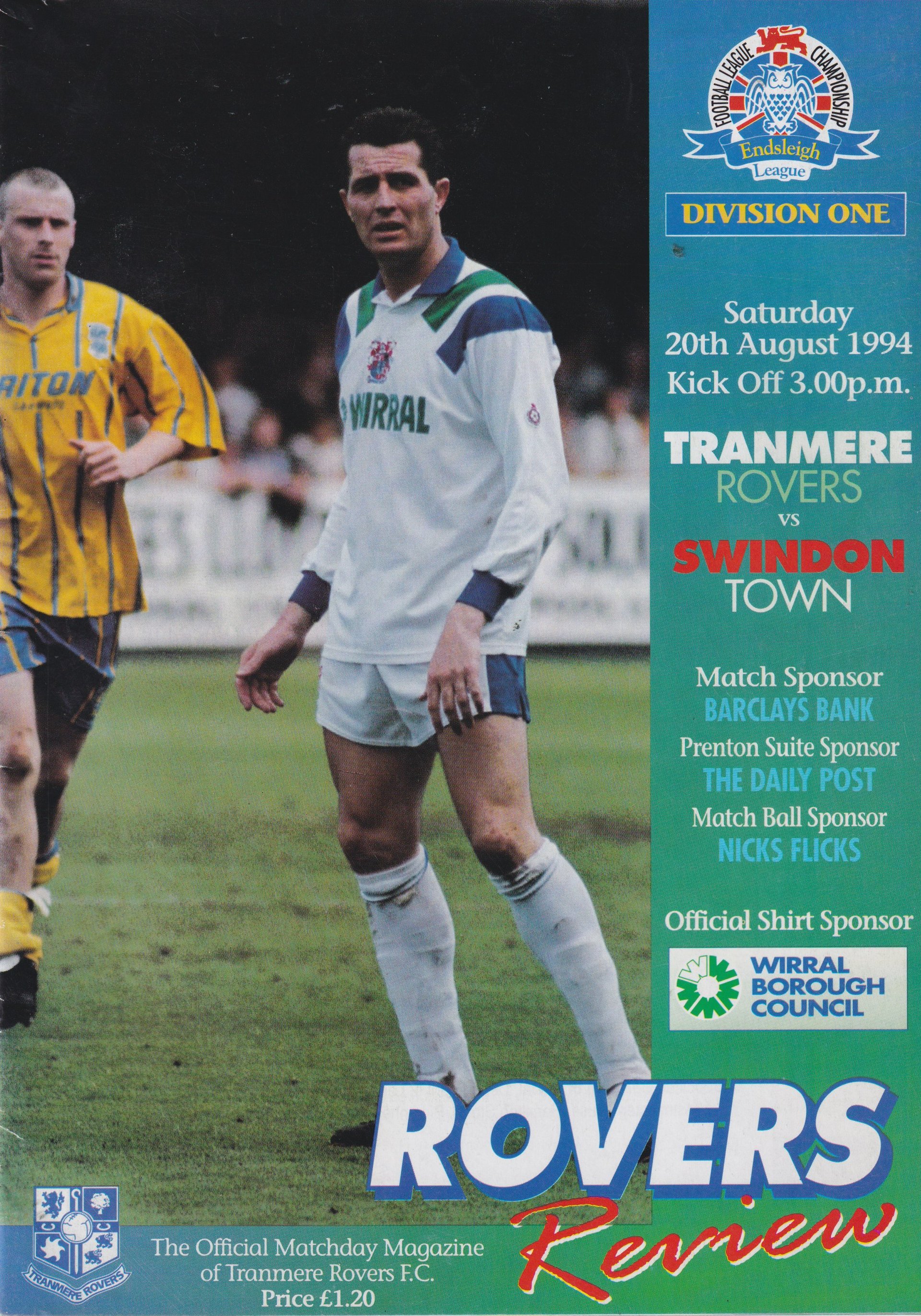 Tranmere Rovers v Swindon Town match programme