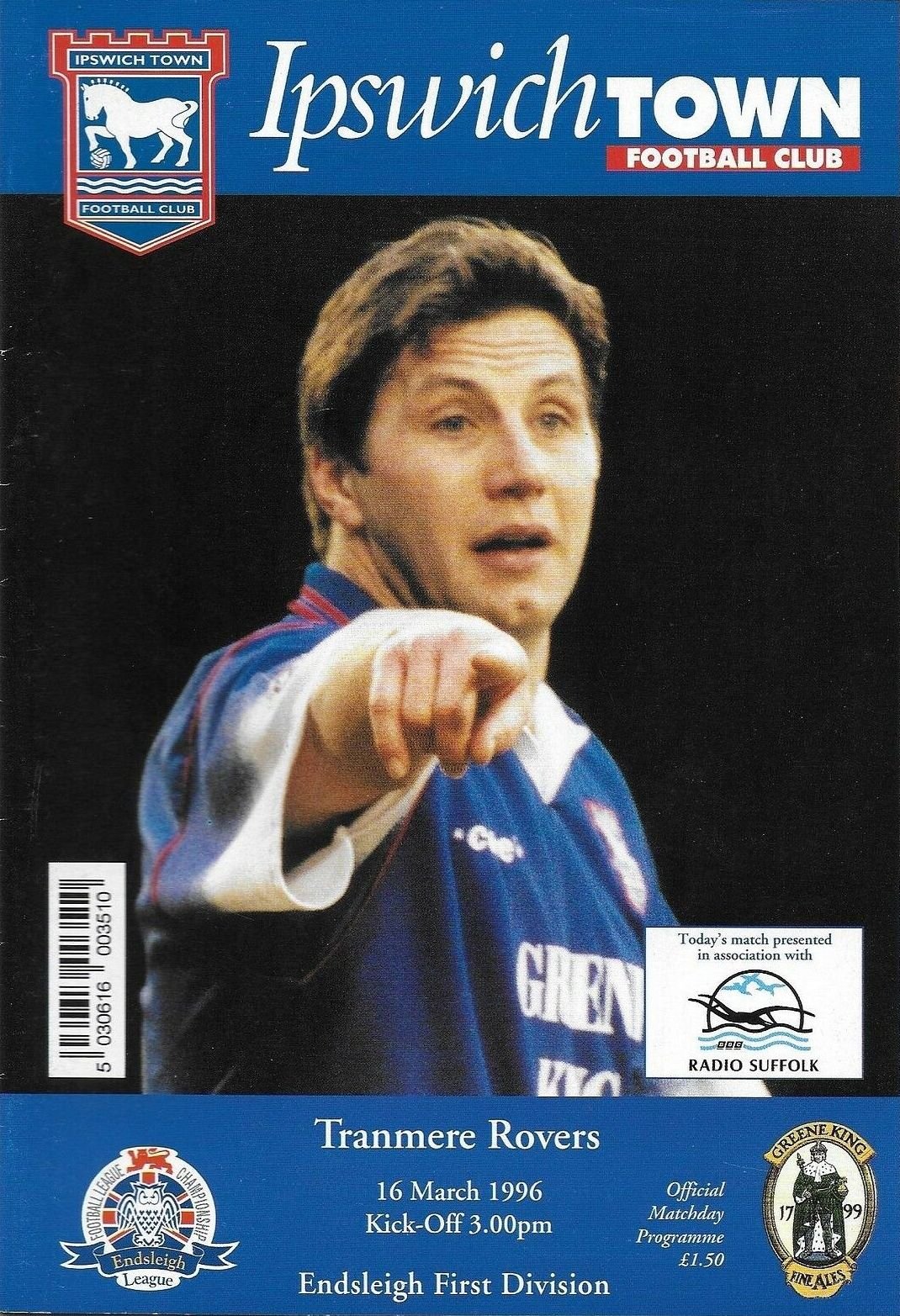Ipswich Town v Tranmere Rovers match programme