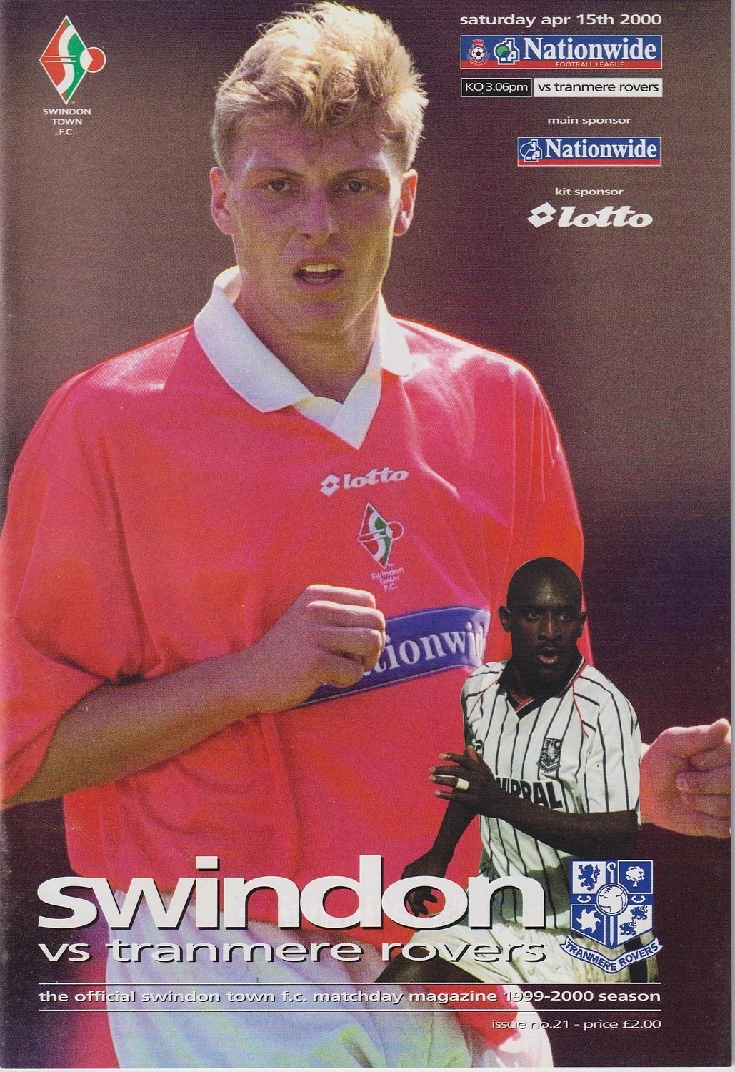 Swindon Town v Tranmere Rovers match programme
