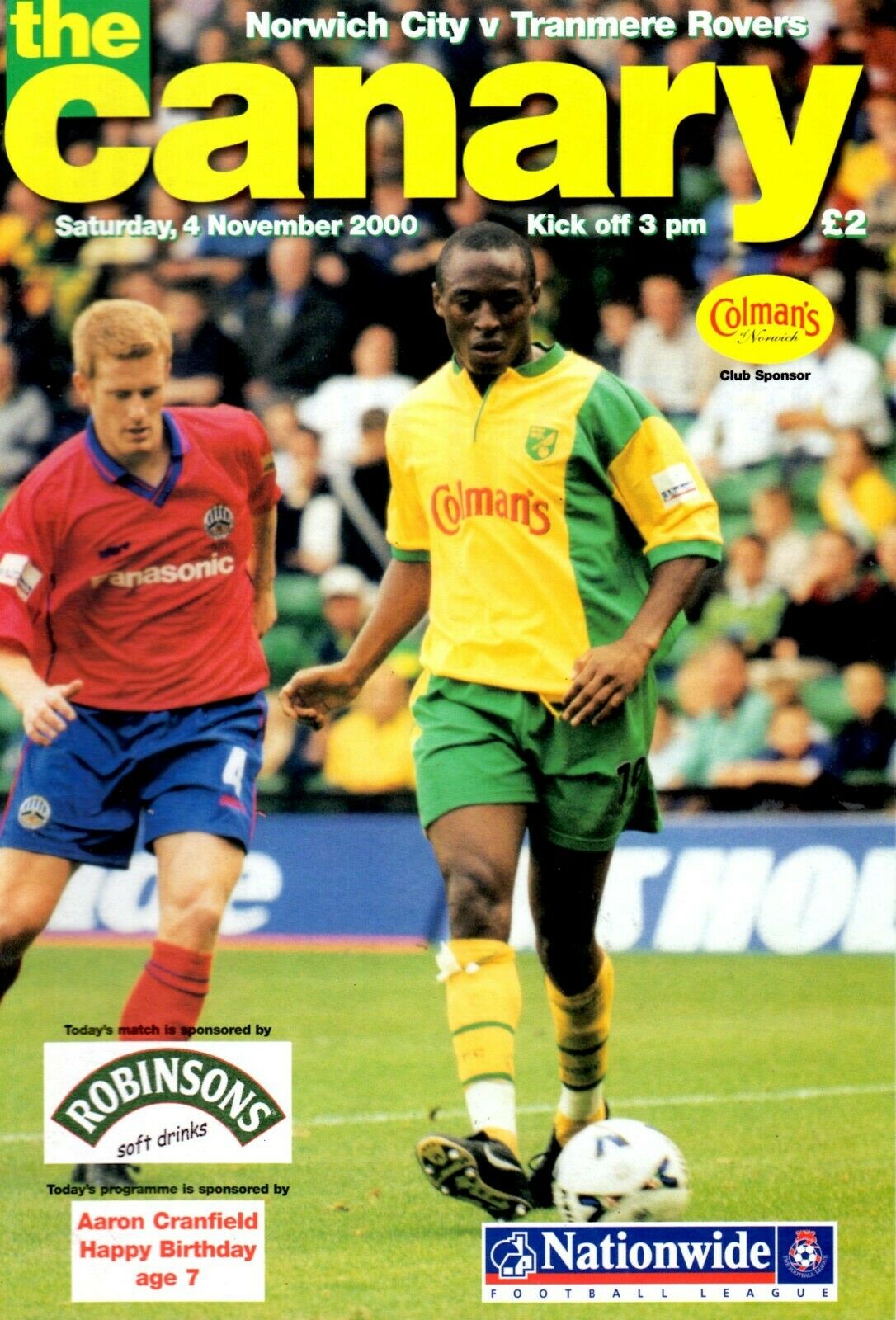 Norwich City v Tranmere Rovers match programme
