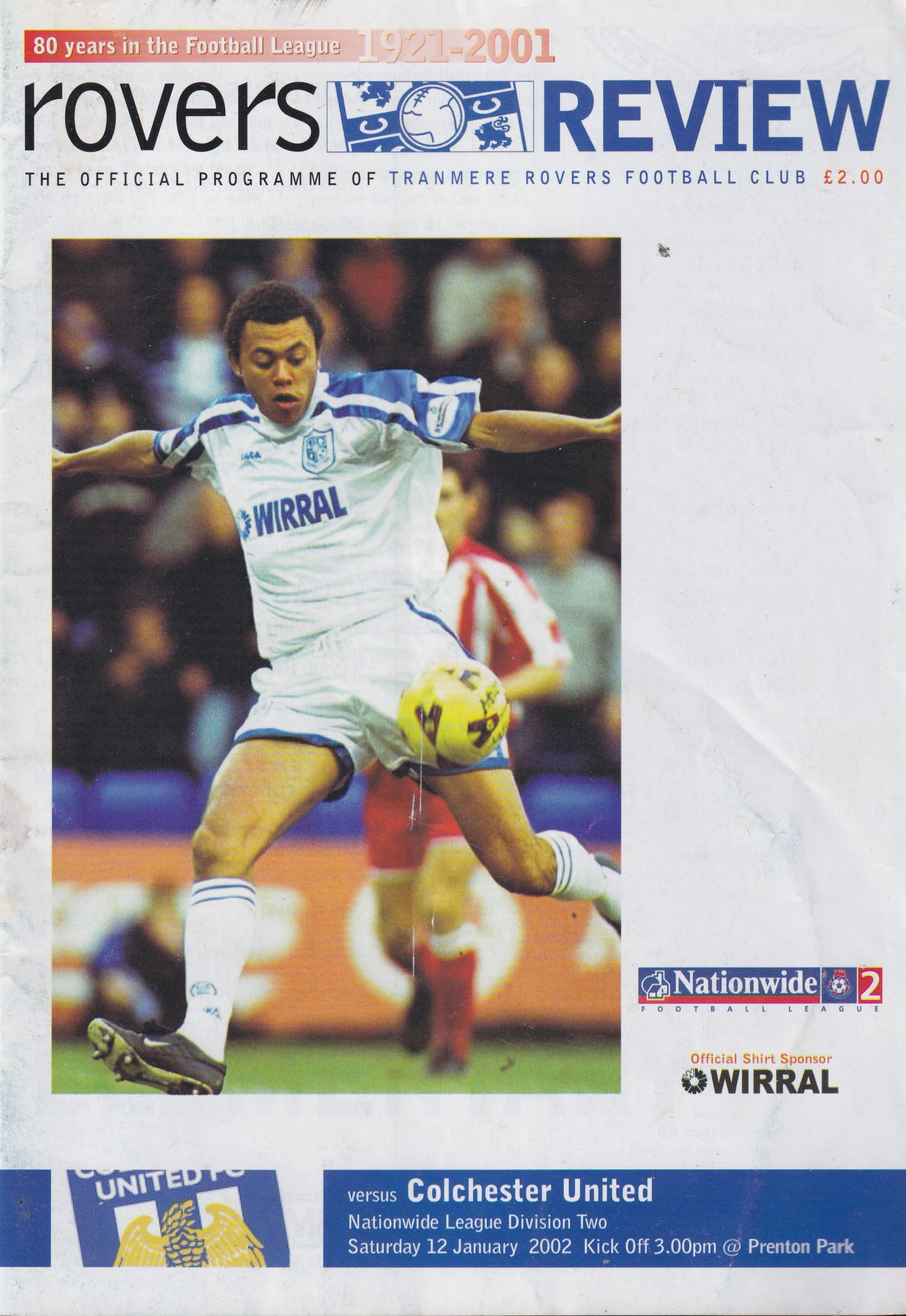Tranmere Rovers v Colchester United match programme