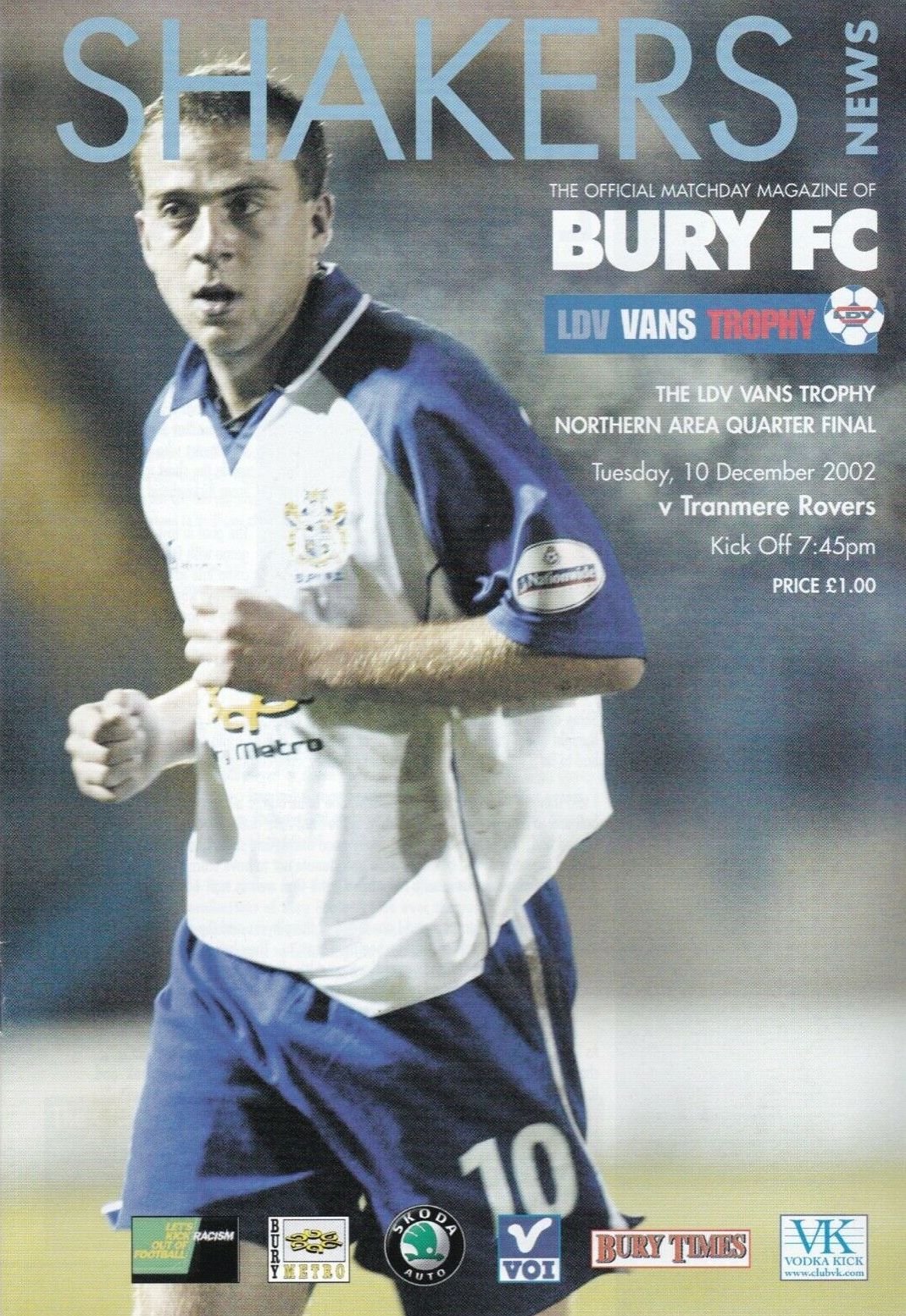Bury v Tranmere Rovers match programme