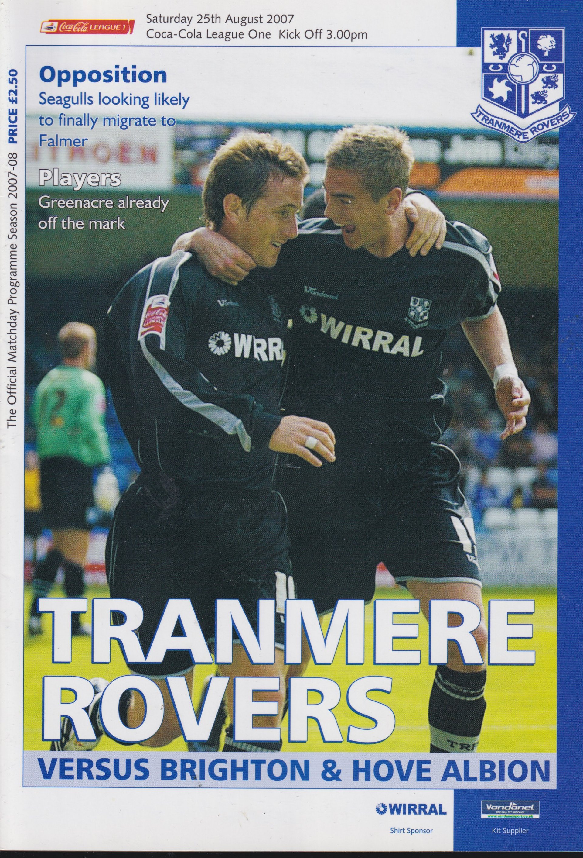 Tranmere Rovers v Brighton & Hove Albion match programme