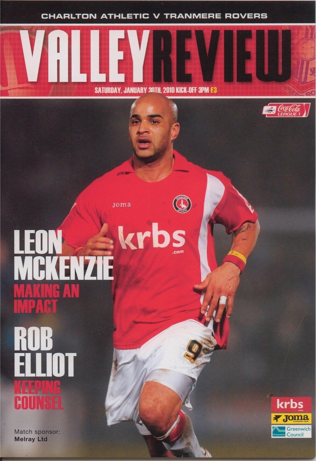 Charlton Athletic v Tranmere Rovers match programme