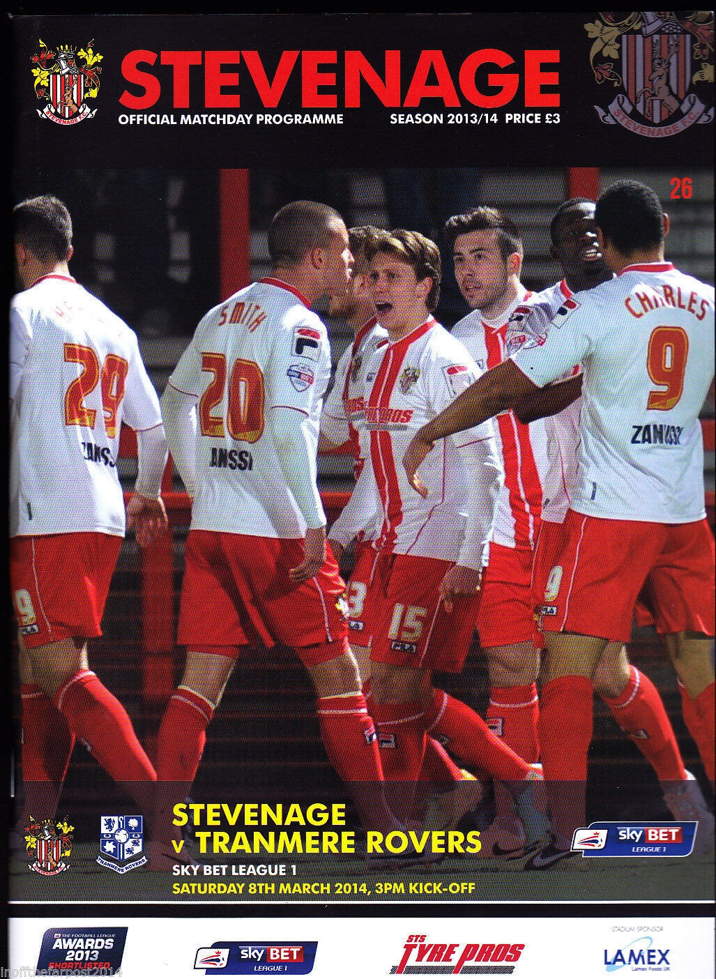 Stevenage v Tranmere Rovers match programme