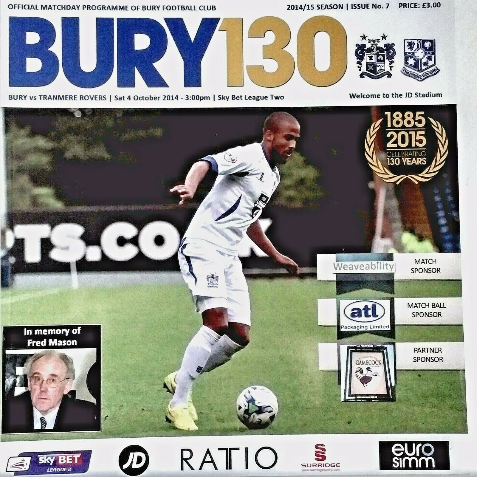Bury v Tranmere Rovers match programme