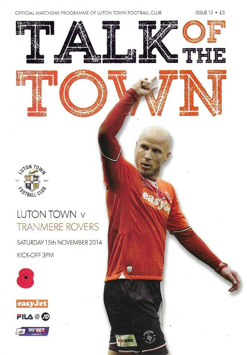 Luton Town v Tranmere Rovers match programme