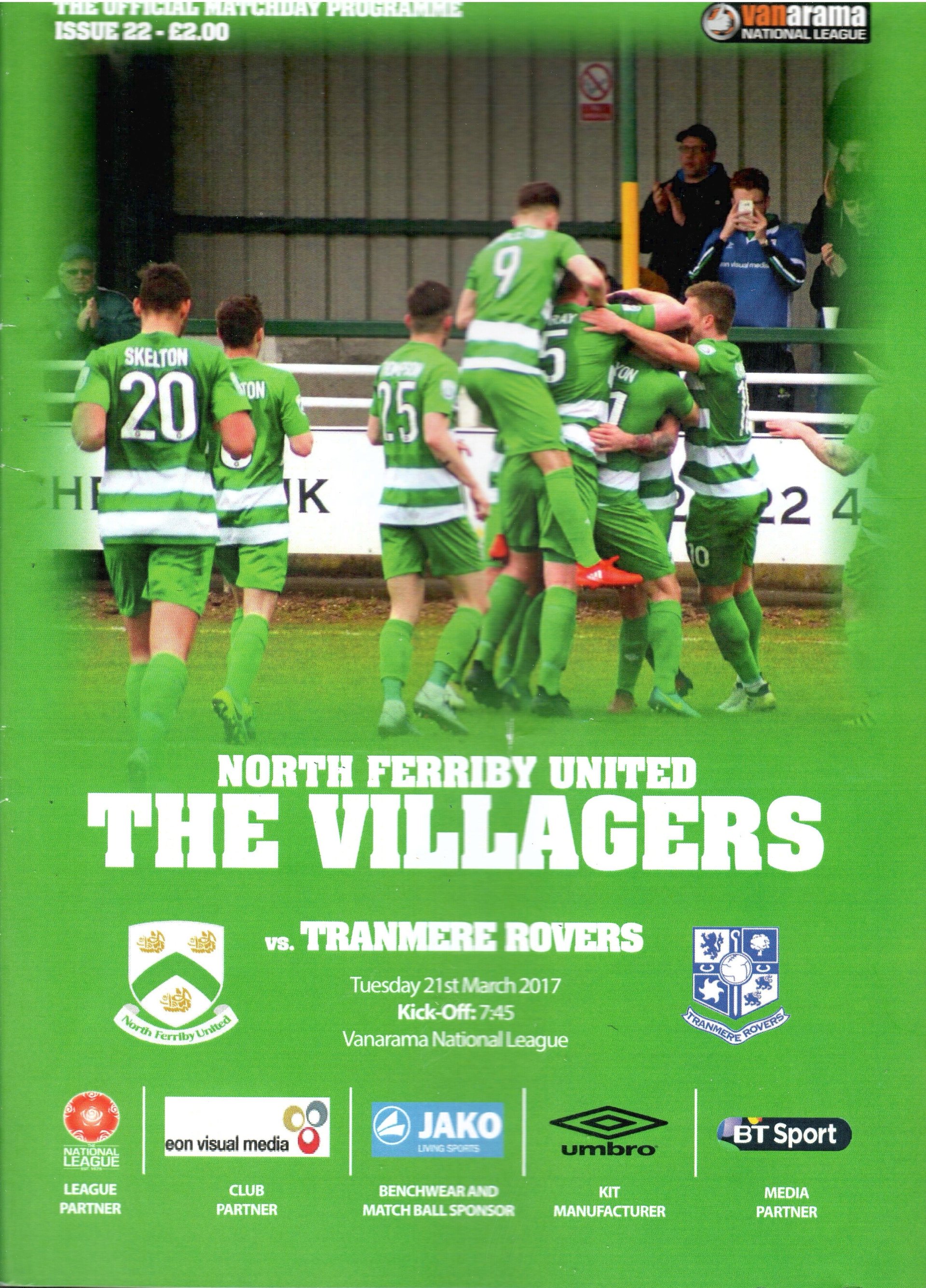 North Ferriby v Tranmere Rovers match programme