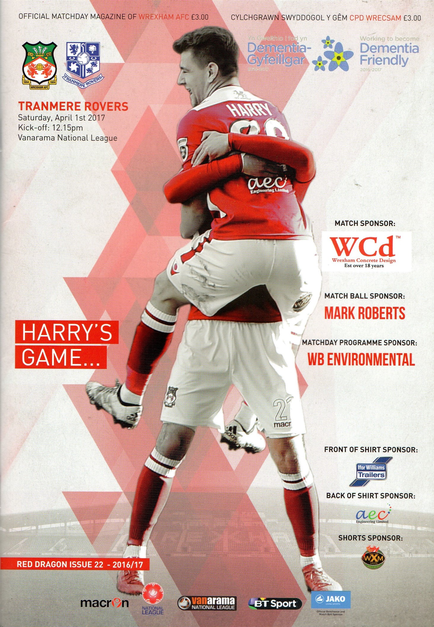 Wrexham v Tranmere Rovers match programme