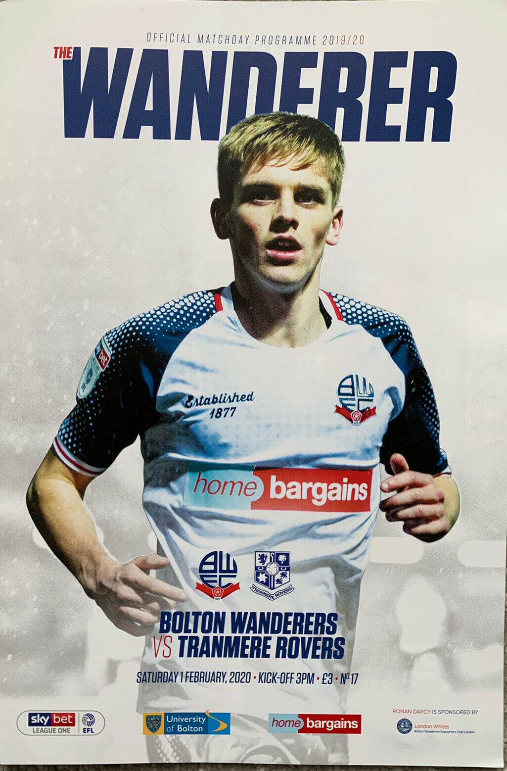 Bolton Wanderers v Tranmere Rovers match programme