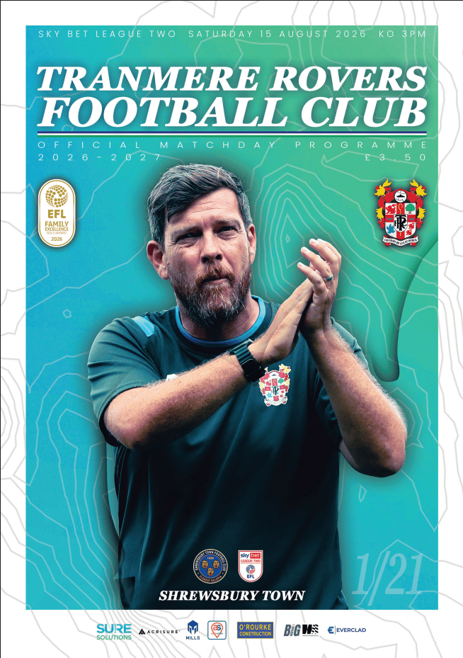 Tranmere Rovers v Shrewsbury Town match programme