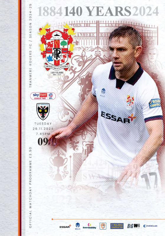 Tranmere Rovers v AFC Wimbledon match programme