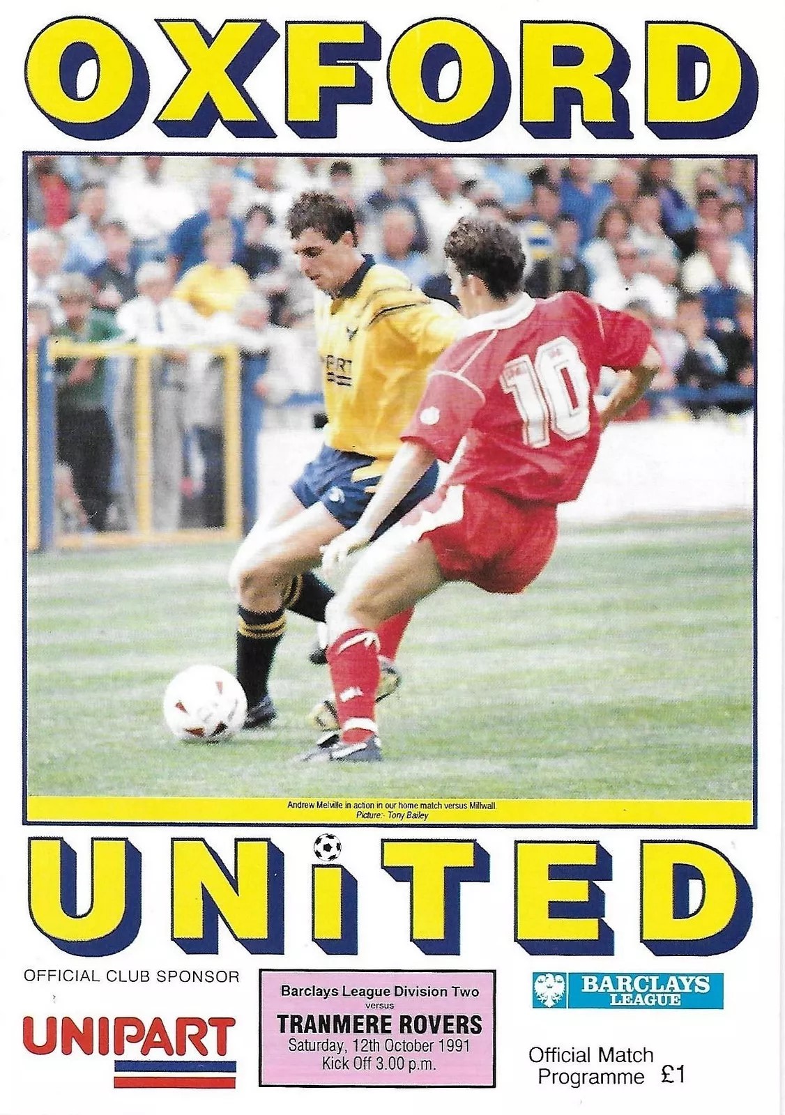 Oxford United v Tranmere Rovers match programme