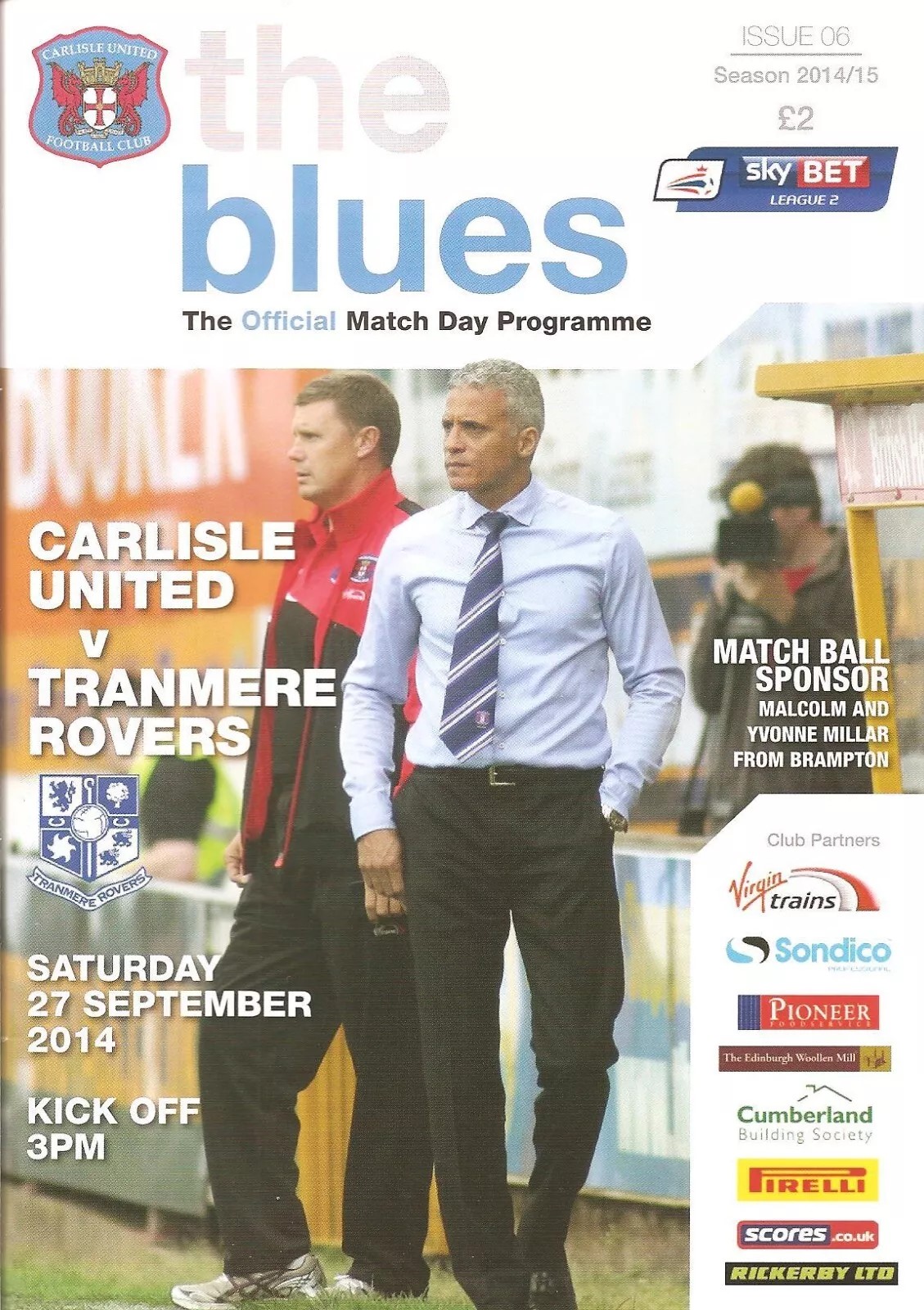 Carlisle United v Tranmere Rovers match programme