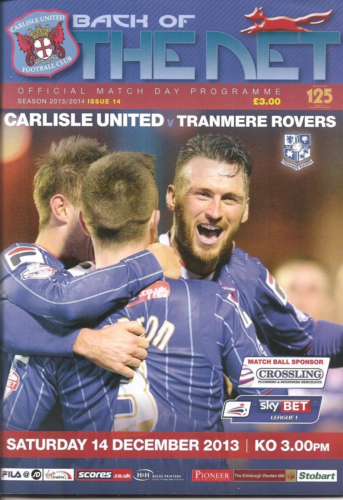 Carlisle United v Tranmere Rovers match programme