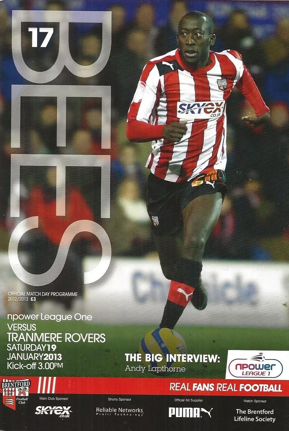 Brentford v Tranmere Rovers match programme