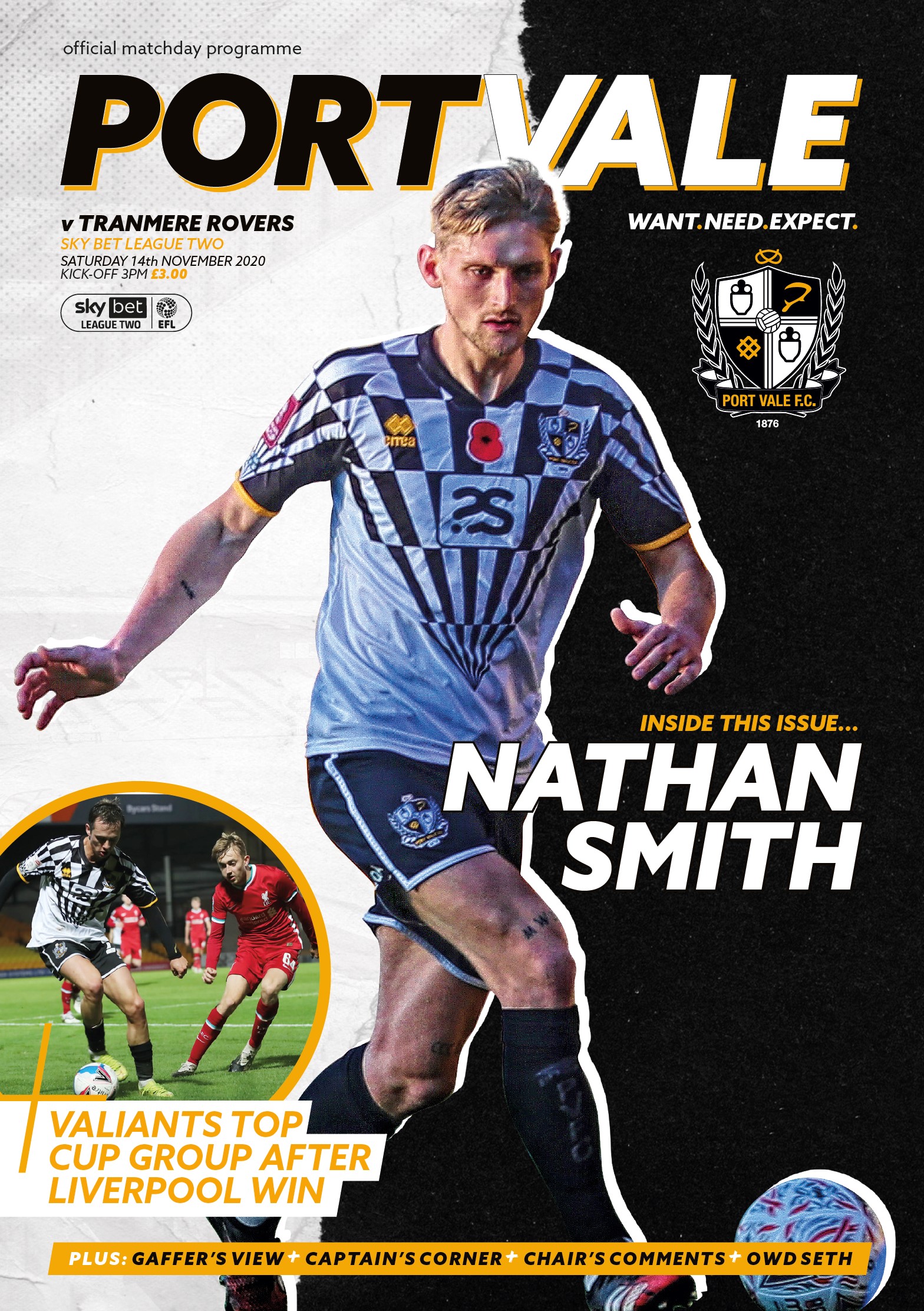 Port Vale v Tranmere Rovers match programme