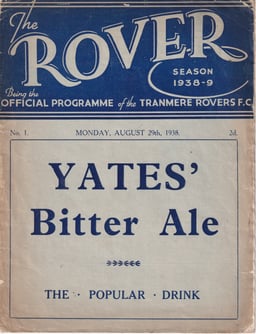 Tranmere Rovers v Millwall Match Programme 1938-08-29