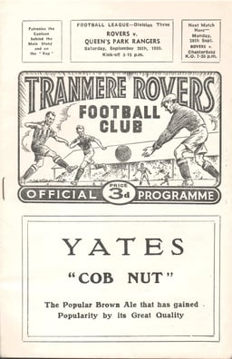 Tranmere Rovers v Queens Park Rangers Match Programme 1959-09-26