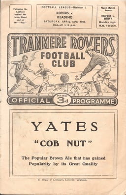 Tranmere Rovers v Reading Match Programme 1960-04-23