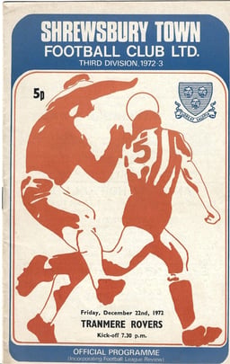Shrewsbury Town v Tranmere Rovers Match Programme 1972-12-22