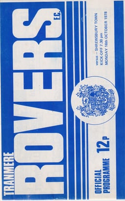 Tranmere Rovers v Shrewsbury Town Match Programme 1978-10-16