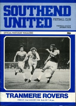 Southend United v Tranmere Rovers Match Programme 1980-08-20