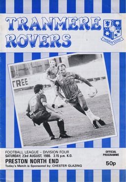 Tranmere Rovers v Preston North End Match Programme 1986-08-23