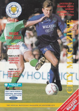 Leicester City v Tranmere Rovers Match Programme 1992-11-07
