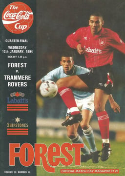 Nottingham Forest v Tranmere Rovers Match Programme 1994-01-26