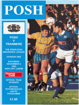Peterborough United v Tranmere Rovers Match Programme 1993-11-06