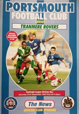Portsmouth v Tranmere Rovers Match Programme 1995-09-23