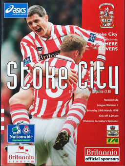 Stoke City v Tranmere Rovers Match Programme 1998-03-28