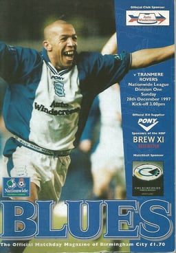 Birmingham City v Tranmere Rovers Match Programme 1997-12-28