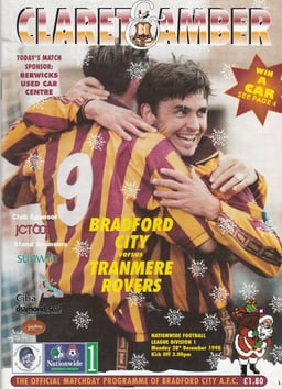 Bradford City v Tranmere Rovers Match Programme 1998-12-28