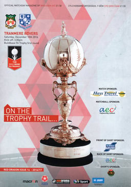 Wrexham v Tranmere Rovers Match Programme 2016-12-10