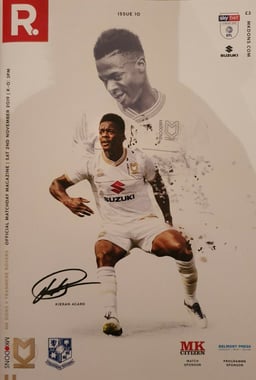 Milton Keynes Dons v Tranmere Rovers Match Programme 2019-11-02