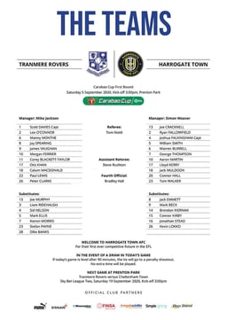 Tranmere Rovers v Harrogate Town Match Programme 2020-09-05