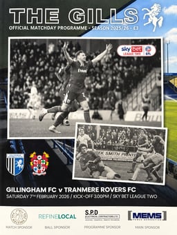 Gillingham v Tranmere Rovers Match Programme 2026-02-07