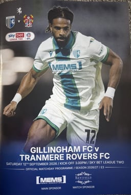 Gillingham v Tranmere Rovers Match Programme 2026-09-12