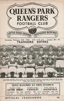 Queens Park Rangers v Tranmere Rovers Match Programme 1960-02-13