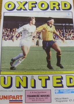 Oxford United v Tranmere Rovers Match Programme 1992-01-04