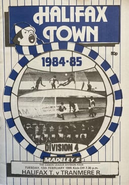 Halifax Town v Tranmere Rovers Match Programme 1985-02-12