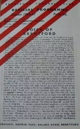 Brentford v Tranmere Rovers Match Programme 1966-09-24